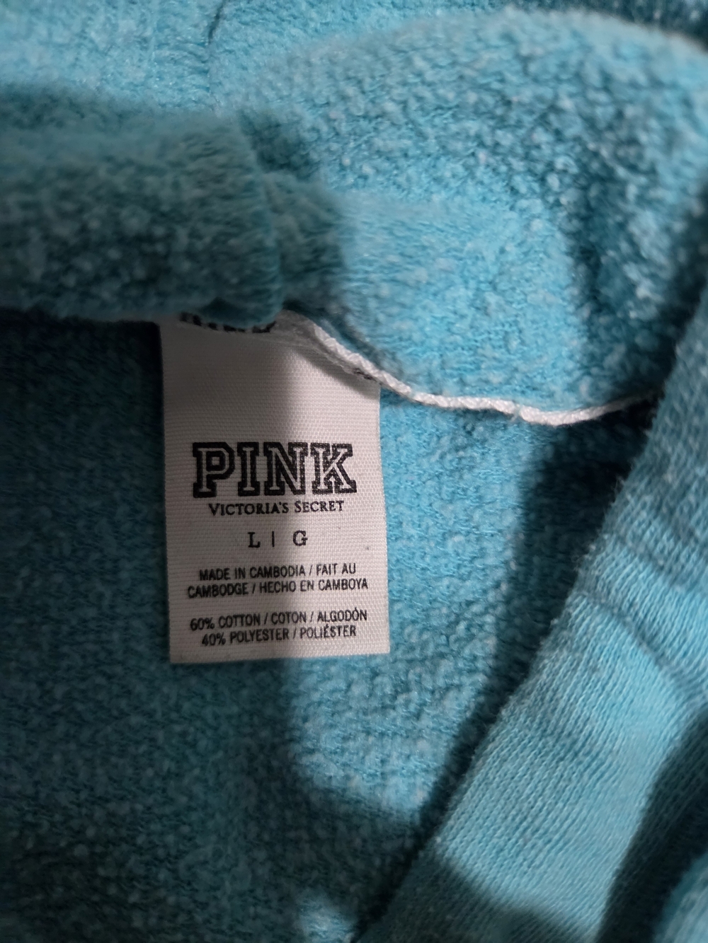 PINK Victoria's Secret Turquoise Fleece Pullover Sweater - L